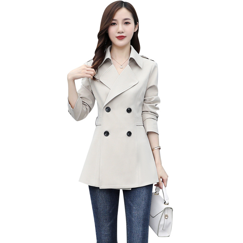 Short trench coat for petite women 2021 new autumn fashion, elegant, slimming and youthful double-breasted coat Item Picture