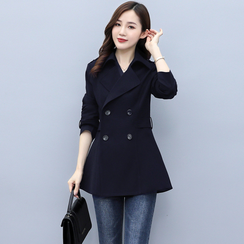 Short trench coat for petite women 2021 new autumn fashion, elegant, slimming and youthful double-breasted coat Application Scenario