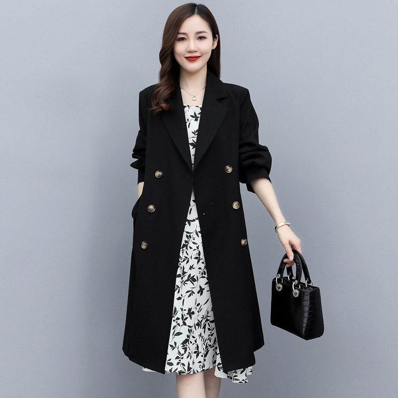 High-end mid-length windbreaker women's 2021 autumn new women's casual and fashionable suit collar tie coat details Picture