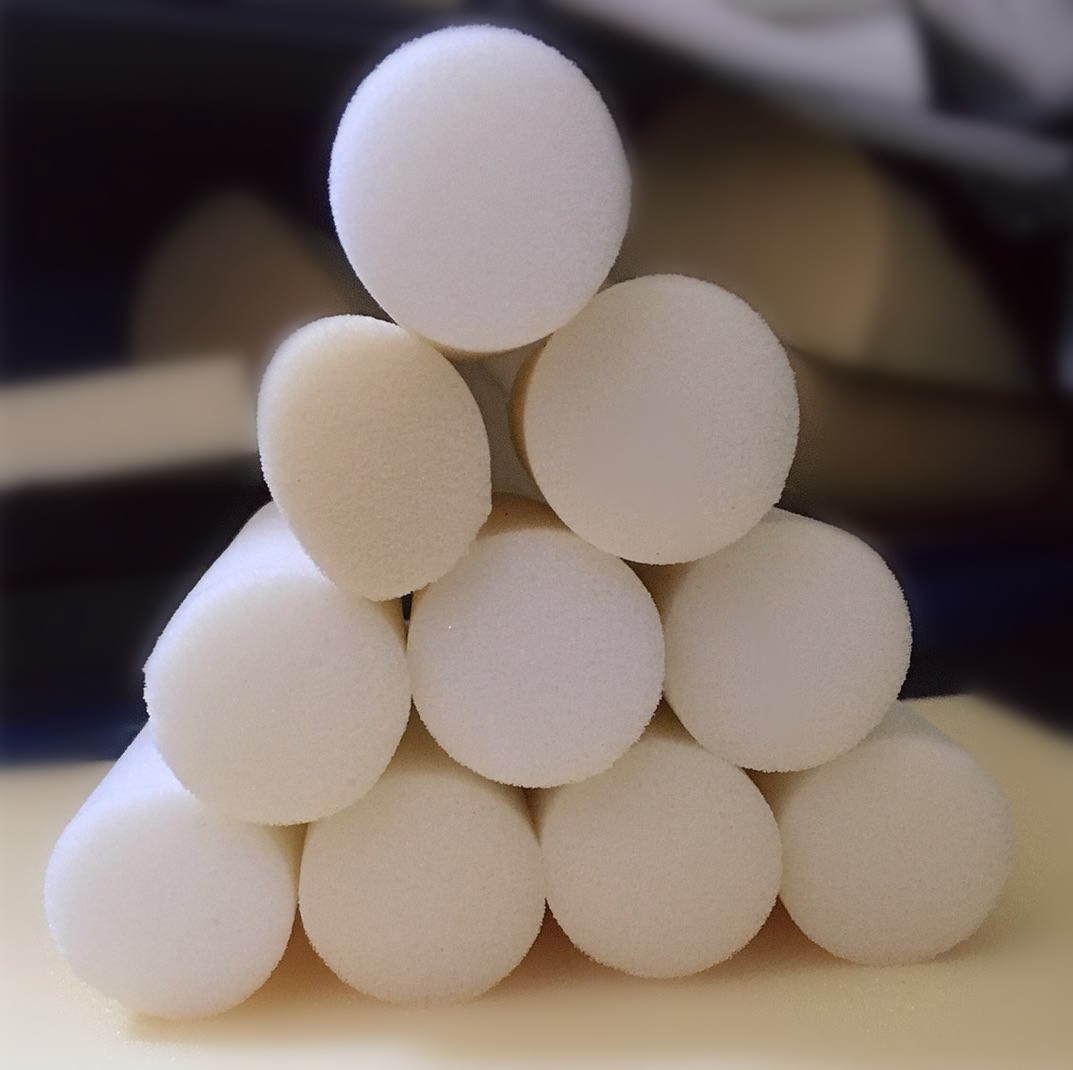 Sponge manufacturers cut medium and high-density cylindrical sponge shapes Specification drawing