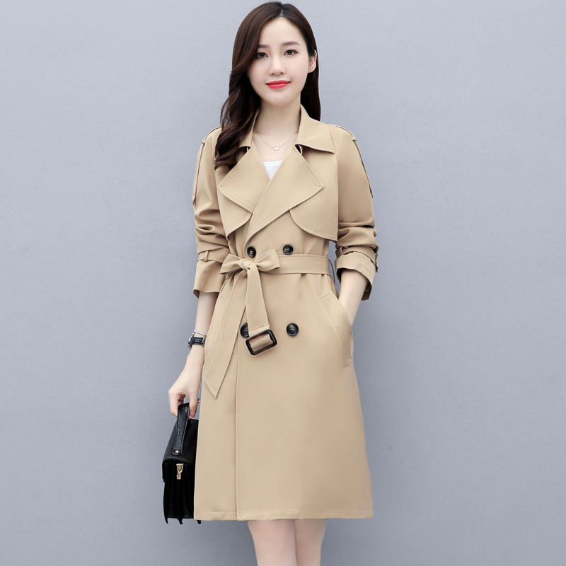High-end mid-length trench coat for women, 2021 autumn new style, fashionable, elegant, slimming, goddess-like, and stylish waist-cinching coat