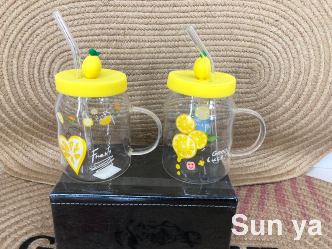 Hot hot thermos glass silicone lemon straw water cup Creative cup