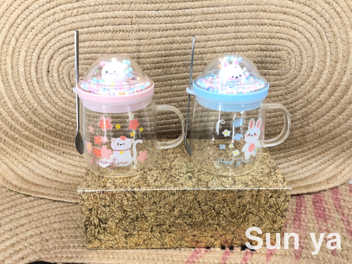 Hot - selling Pyrex glass with lid with lid with scoop coffee cup creative water mug