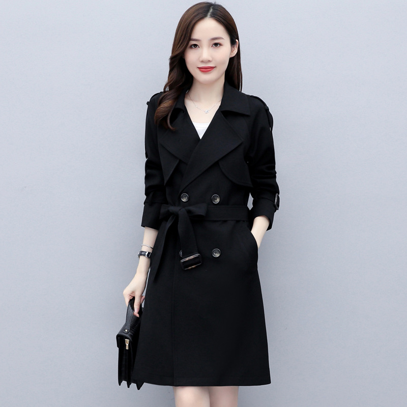 High-end mid-length trench coat for women, 2021 autumn new style, fashionable, elegant, slimming, goddess-like, and stylish waist-cinching coat Specification image