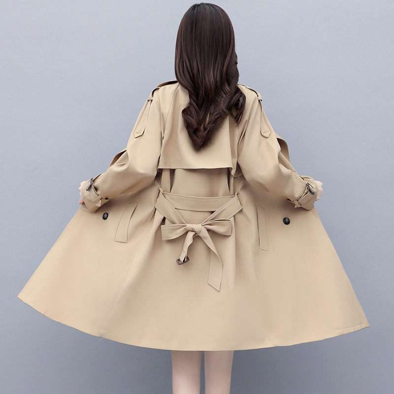 High-end mid-length trench coat for women, 2021 autumn new style, fashionable, elegant, slimming, goddess-like, and stylish waist-cinching coat Application Scenario