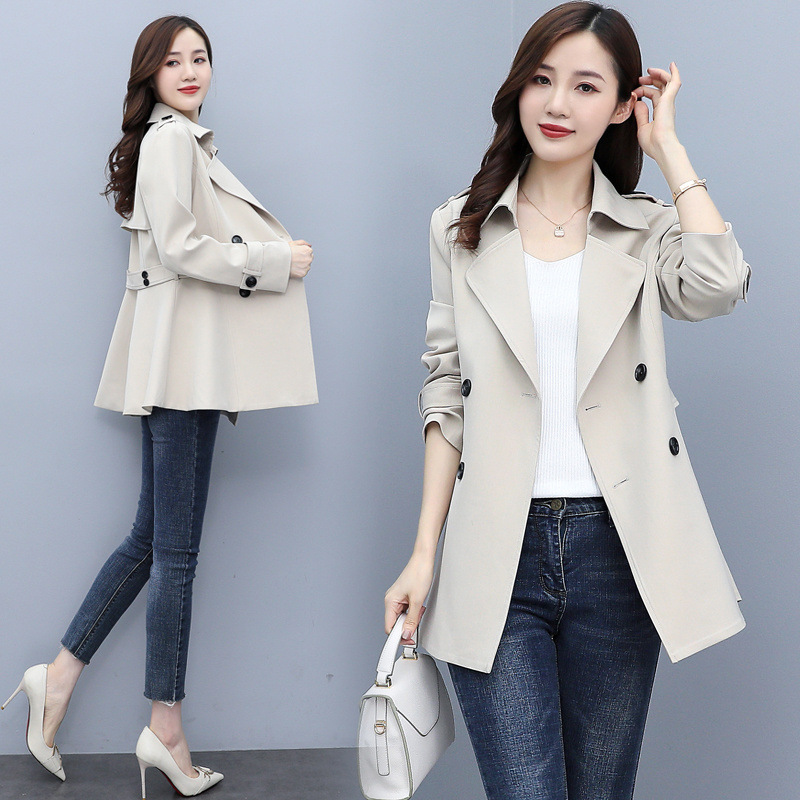 Short trench coat for petite women 2021 new autumn fashion, elegant, slimming and youthful double-breasted coat Specification image