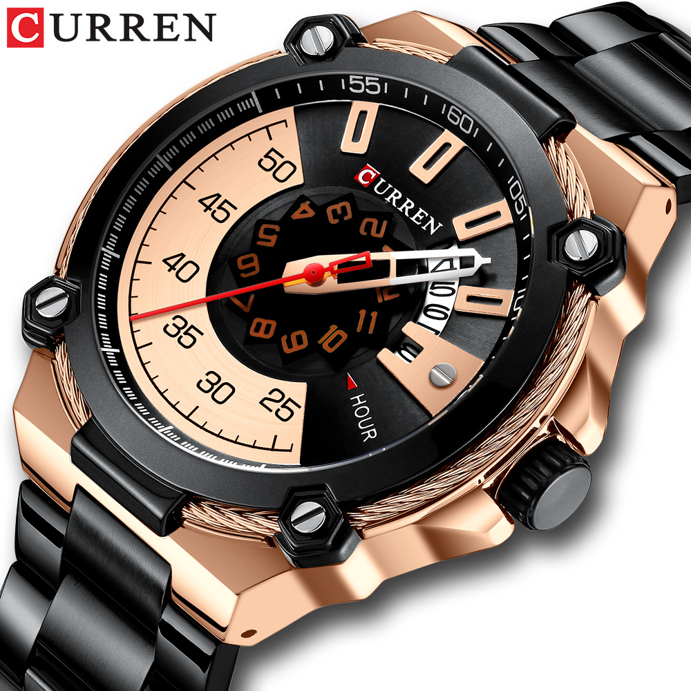 The new Curren 8345 men's watch with a waterproof quartz steel strap and a business calendar for men Specification image