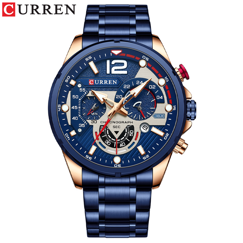 Curren/ Carien 8395 Men's Watch Calendar Men's Watch six-hand steel band Quartz watch Sports men's watch