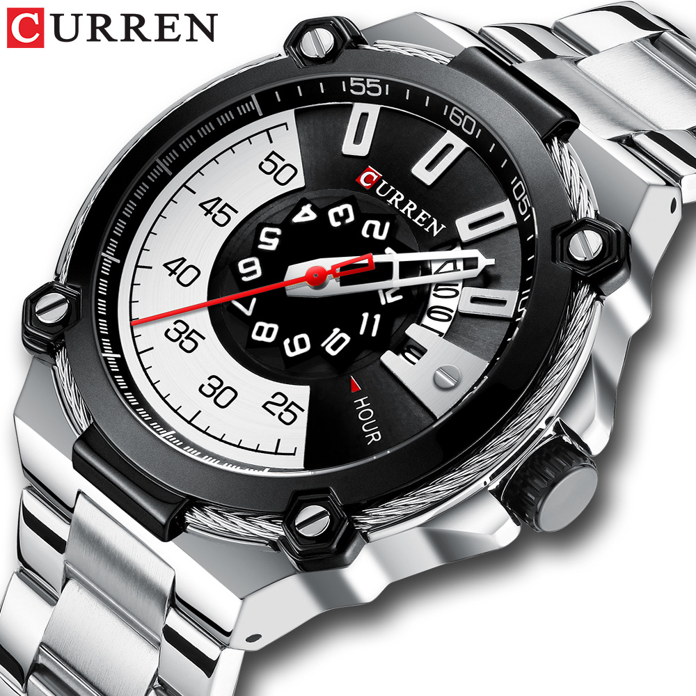The new Curren 8345 men's watch with a waterproof quartz steel strap and a business calendar for men Item Picture