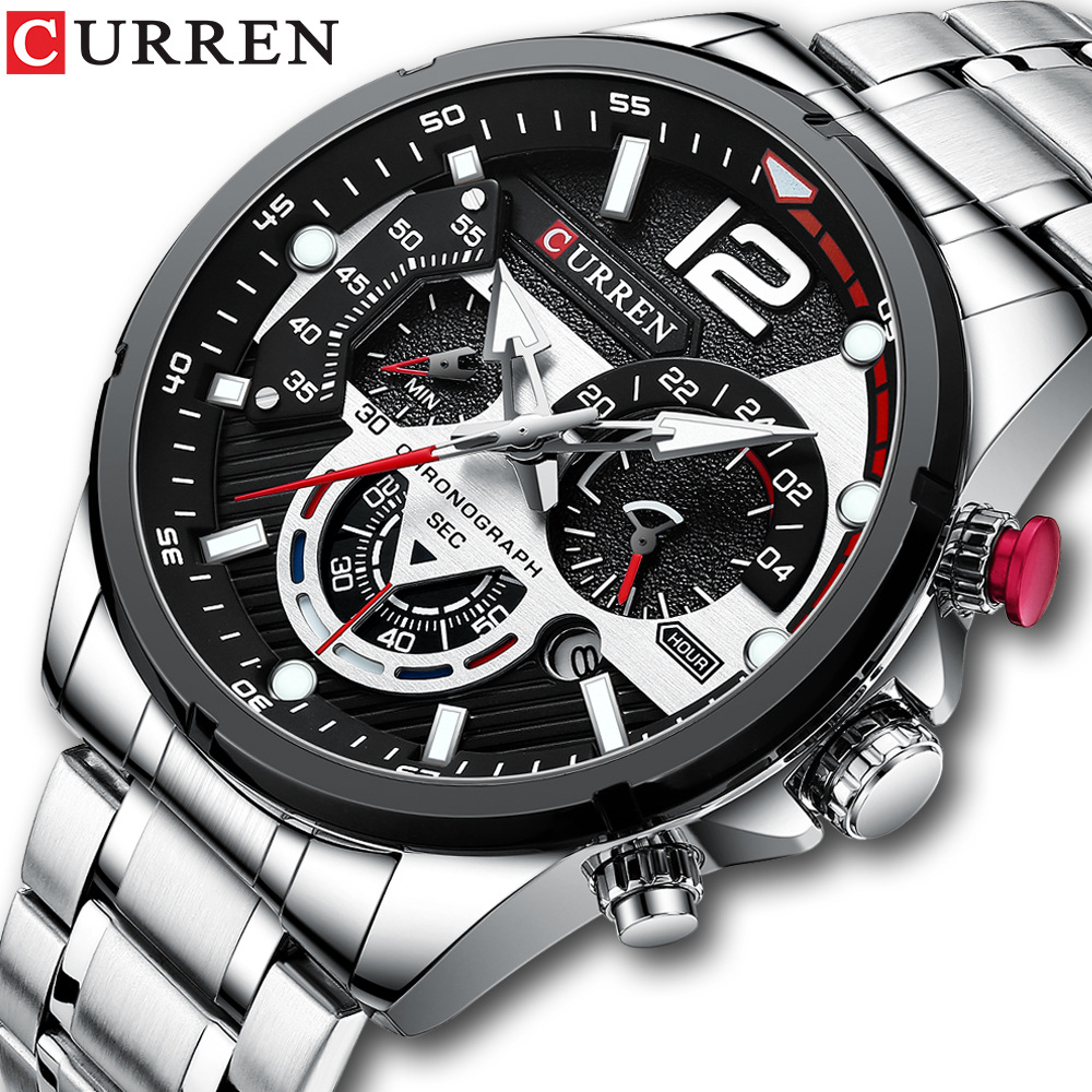 Curren/ Carien 8395 Men's Watch Calendar Men's Watch six-hand steel band Quartz watch Sports men's watch Item Picture