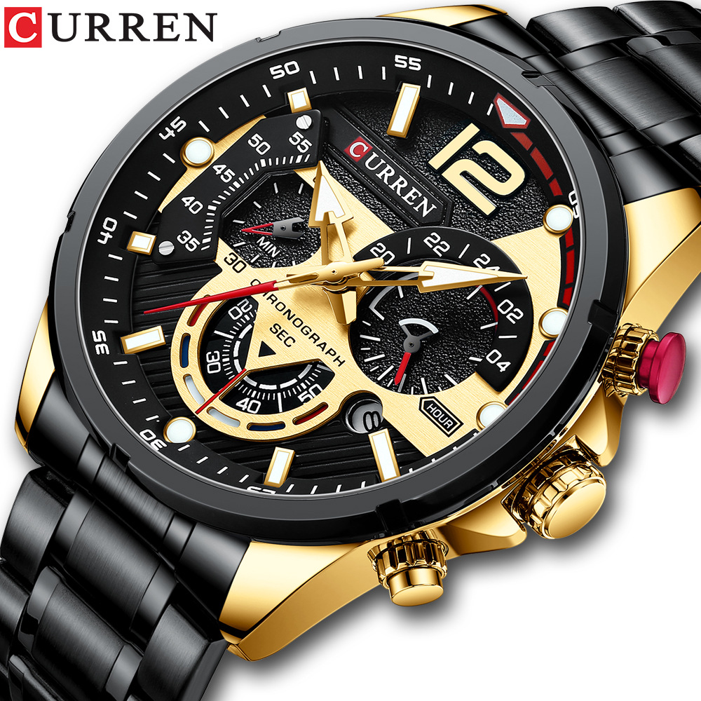 Curren/ Carien 8395 Men's Watch Calendar Men's Watch six-hand steel band Quartz watch Sports men's watch Specification image