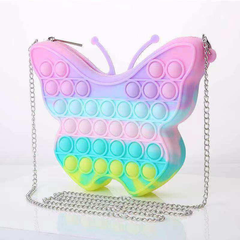 New Silicone Butterfly Bag Finger Bubble Happy Rat Exterminator Pioneer Finger Press Fingertip Children Factory Direct Sales Specification drawing