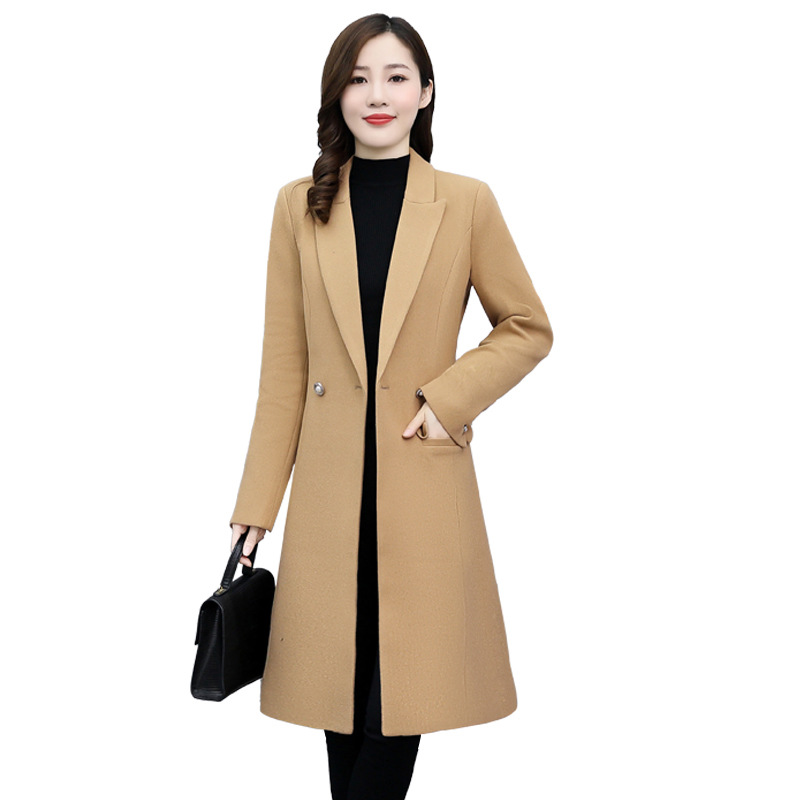 High-end woolen coat for women, mid-length, 2021 autumn/winter new style, fashionable and elegant, a slimming and form-fitting woolen coat for socialite Item Picture