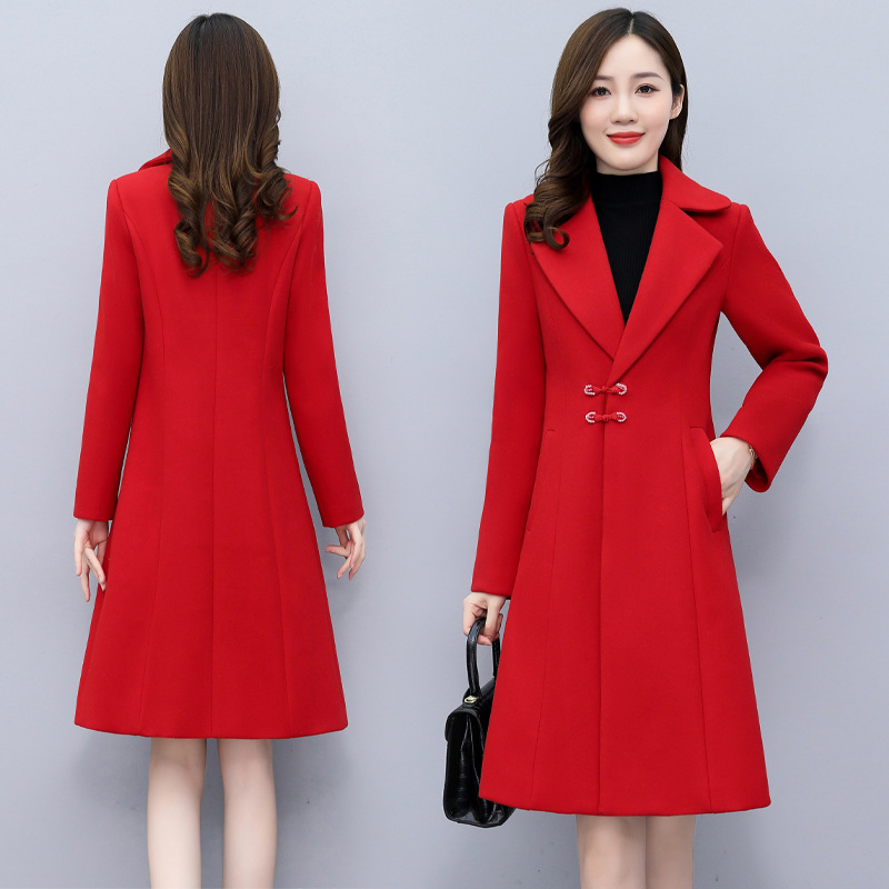 High-end woolen overcoat for women, mid-length, 2021 new autumn and winter Korean style, fashionable and elegant, fitted suit collar jacket Application Scenario