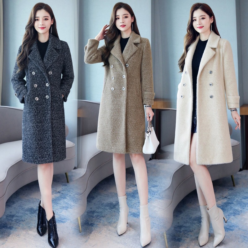 女式毛呢外套实物图