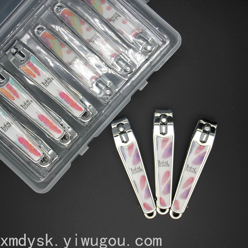 ins风羽毛指甲刀塑料盒装简约指甲钳女生修指甲工具多用指甲钳