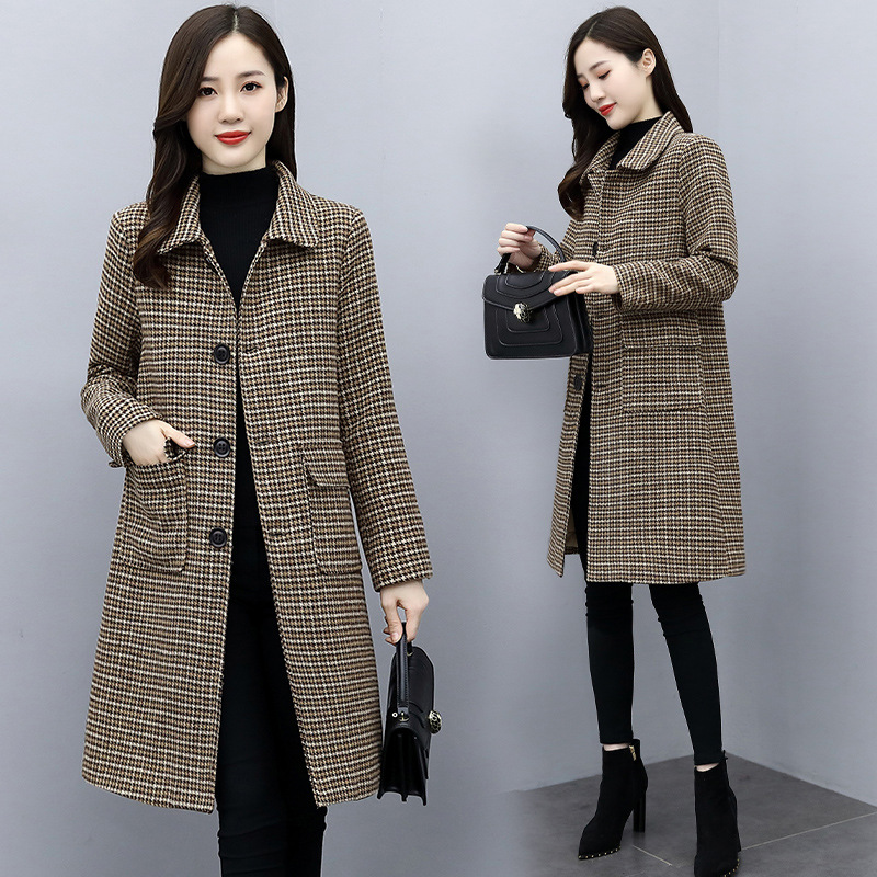 The Qian Niao Ge woolen overcoat for women's 2021 autumn and winter is a fashionable, elegant, loose and versatile mid-length woolen coat Specification image