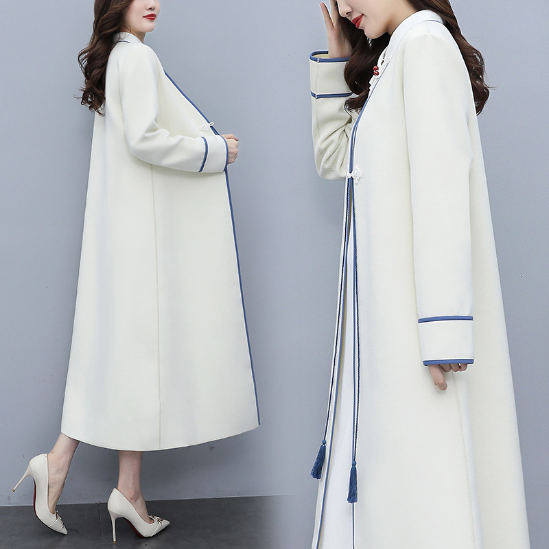 Retro woolen coat for women, mid-length, autumn and winter 2021 new style Chinese style, elegant and loose, slimming overcoat Application Scenario