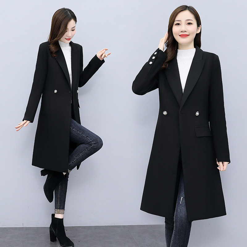 High-end woolen coat for women, mid-length, 2021 autumn/winter new style, fashionable and elegant, a slimming and form-fitting woolen coat for socialite details Picture