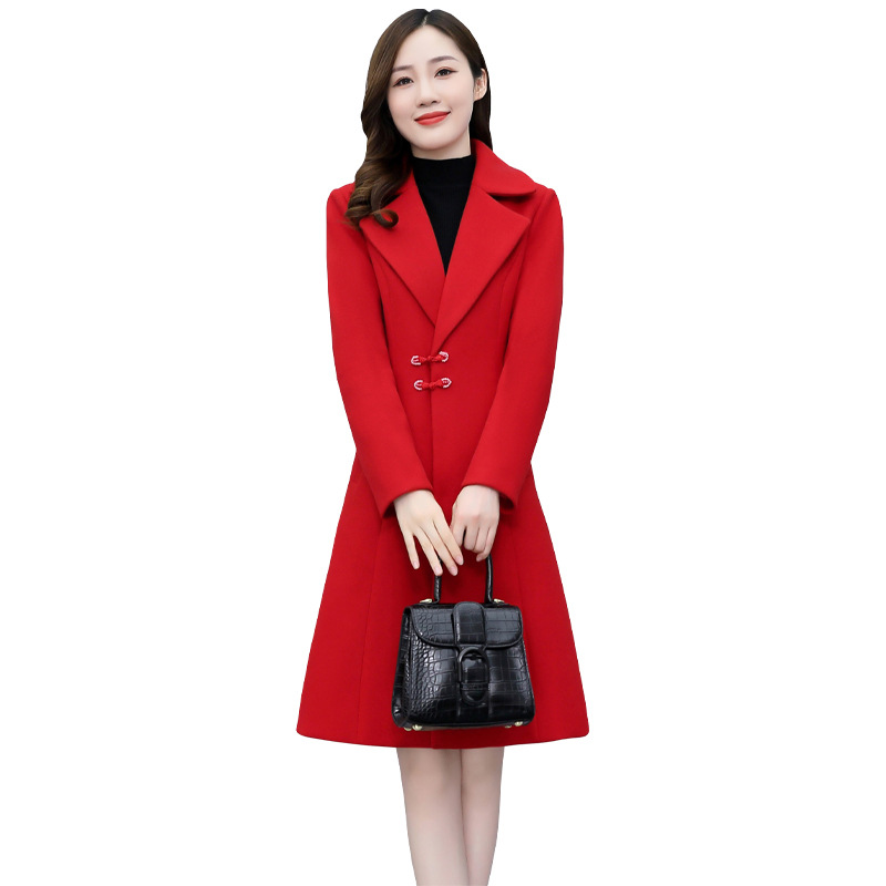 High-end woolen overcoat for women, mid-length, 2021 new autumn and winter Korean style, fashionable and elegant, fitted suit collar jacket Item Picture