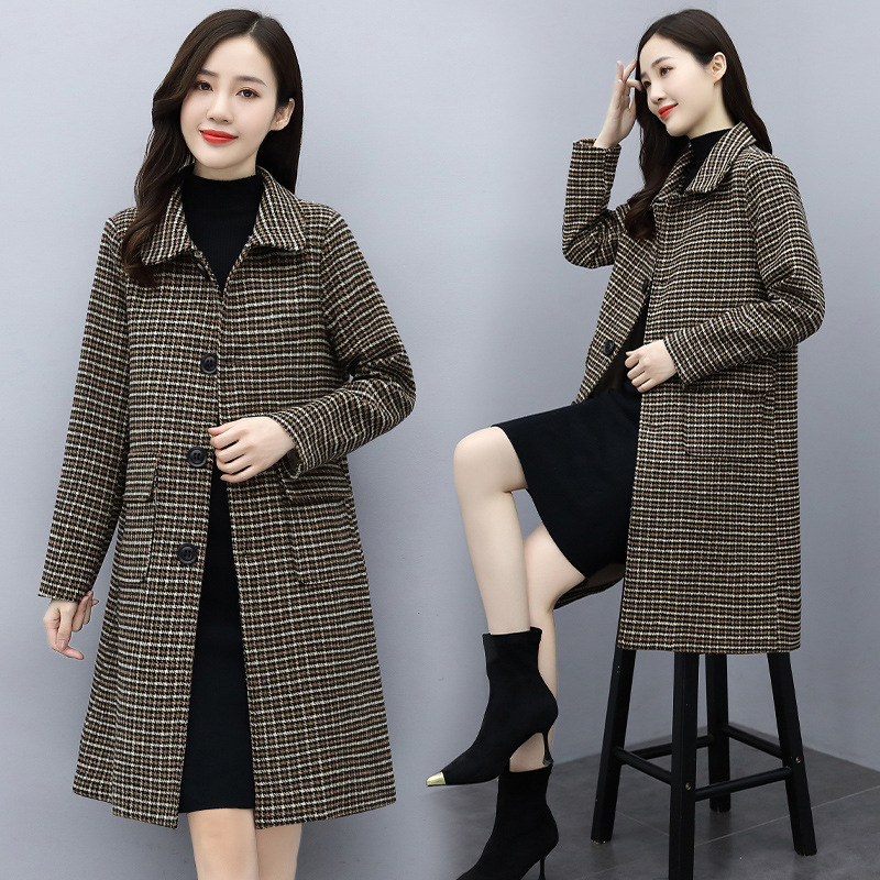 The Qian Niao Ge woolen overcoat for women's 2021 autumn and winter is a fashionable, elegant, loose and versatile mid-length woolen coat Application Scenario