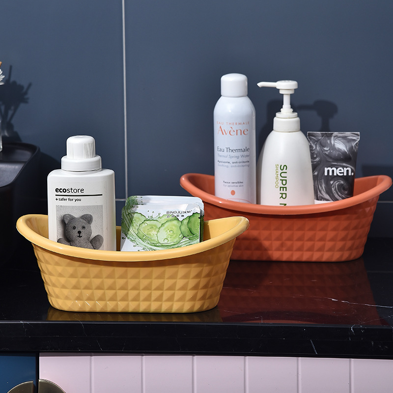 Wholesale of simple and creative plastic storage baskets, fashionable desktop cosmetics organization and storage baskets, and snack storage baskets details Picture