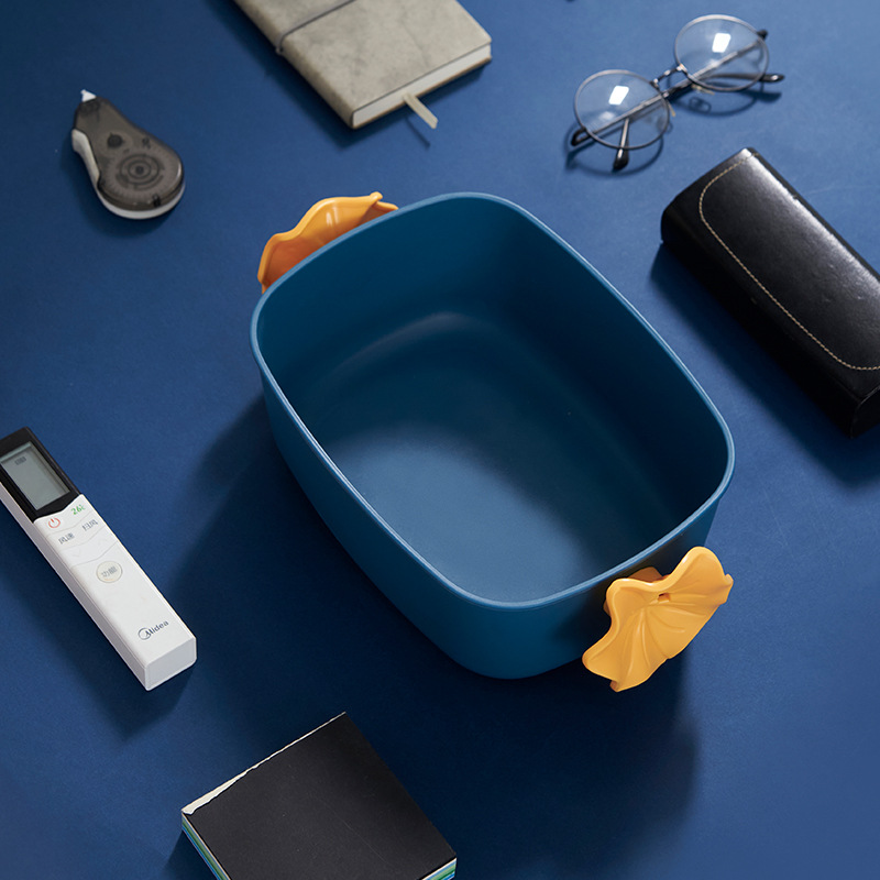 Flower-handled portable storage basket, cosmetics and snacks storage basket, large-capacity living room desktop storage box Specification image