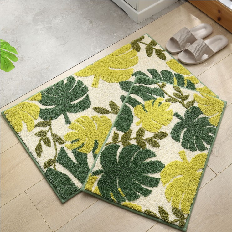 Bathroom absorbent floor mat, bathroom door mat, green door mat, household bathroom anti-slip foot mat, door carpet details Picture