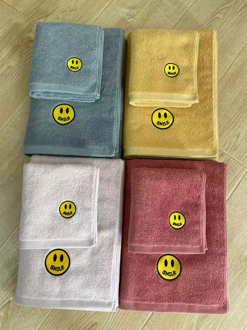 Face washcloth bath towel pure cotton household bath easy to wash practical face wipe glove towel simple absorbent smiling face thumbnail