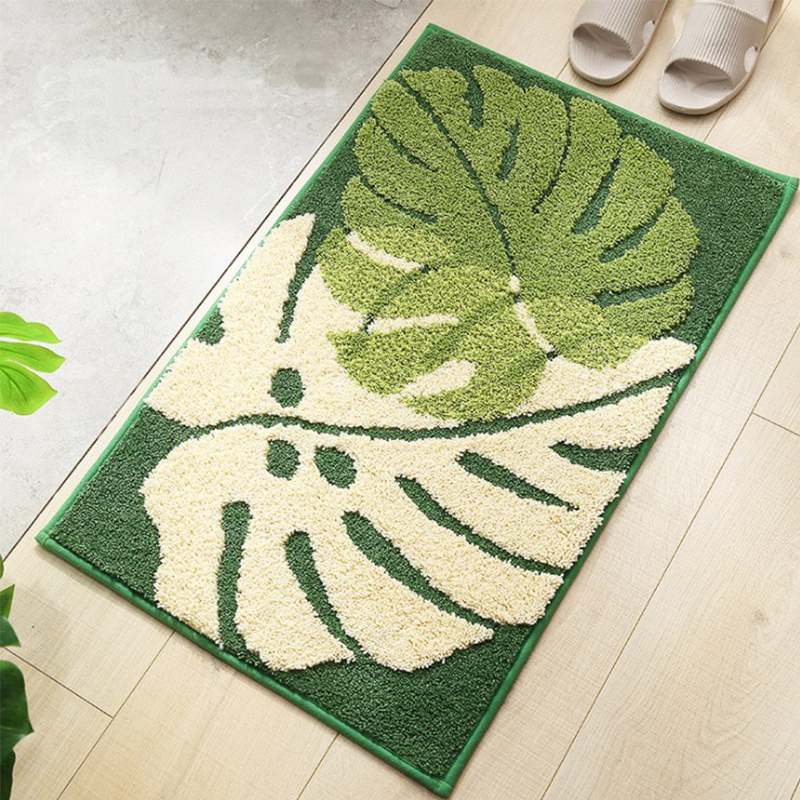 Bathroom absorbent floor mat, bathroom door mat, green door mat, household bathroom anti-slip foot mat, door carpet