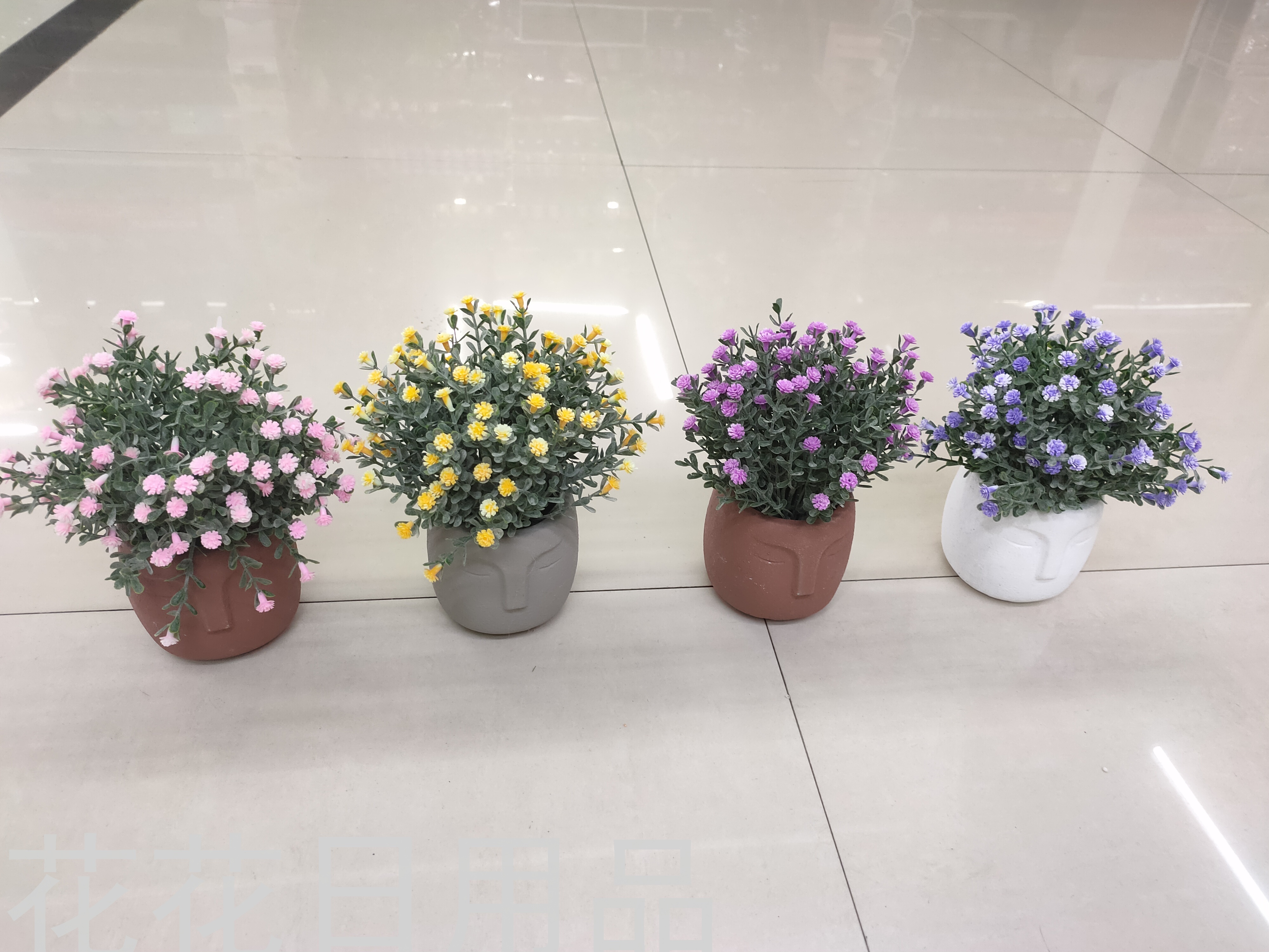 新款水泥盆卡通米兰满天星仿真花盆景欧式家居摆件假花