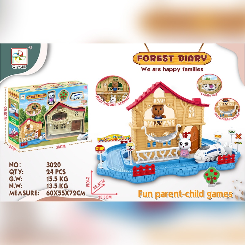 Children's house play toys, tree house track set, multi-storey house scene construction, boys and girls' fun little paradise Item Picture