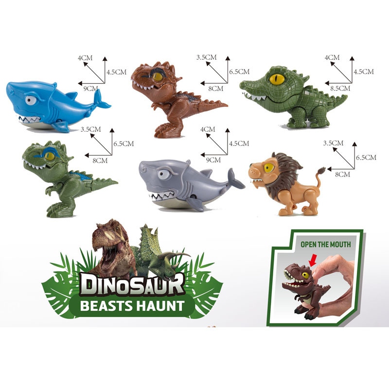 Cross-border finger dinosaur toys, mouth-opening Tyrannosaurus rex model ornaments, gifts, animal shark and lion dolls wholesale Item Picture