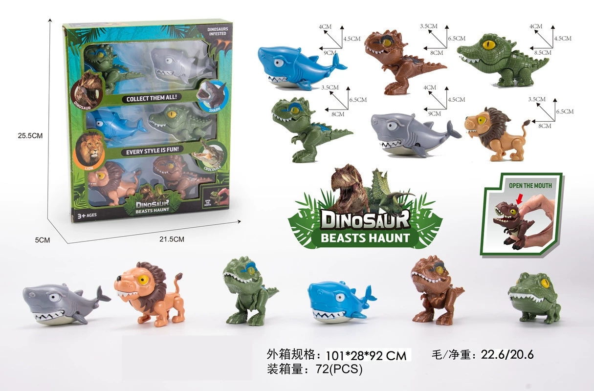 Cross-border finger dinosaur toys, mouth-opening Tyrannosaurus rex model ornaments, gifts, animal shark and lion dolls wholesale details Picture
