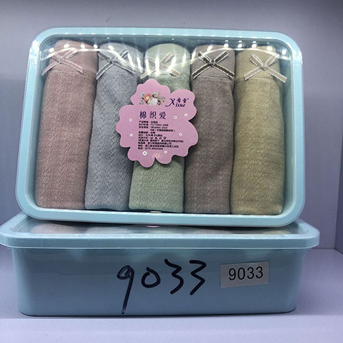 9033 Female lunch box 5 pairs female bow elastic day tie fresh breathable mid-waist underwear briefs thumbnail