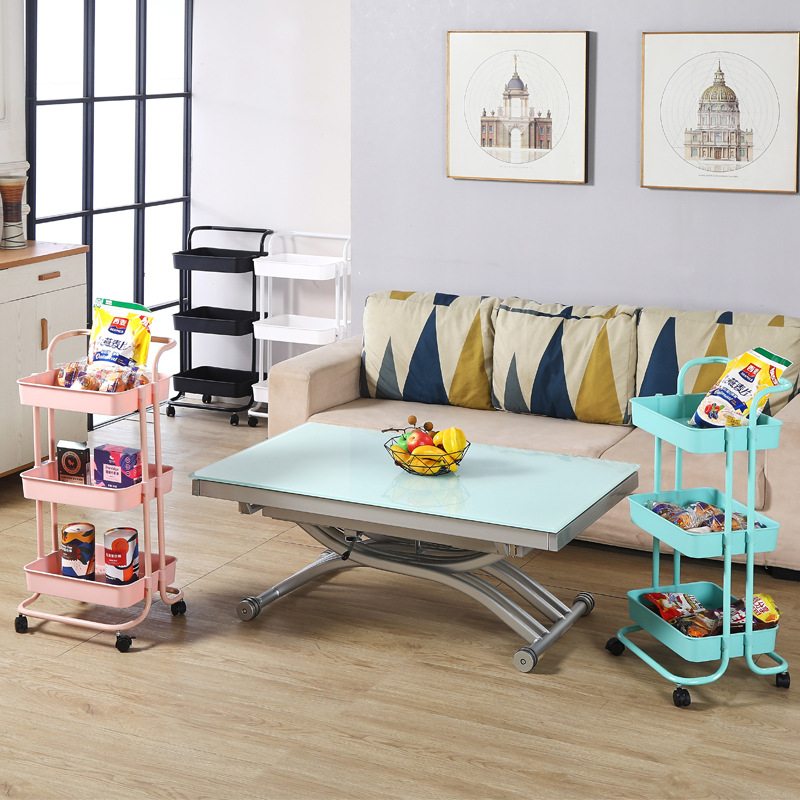 Kitchen mobile trolley, multi-layer bathroom organization rack, wheeled storage rack, living room storage trolley, beauty cart details Picture