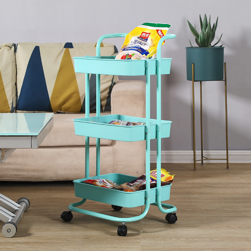 Kitchen mobile trolley, multi-layer bathroom organization rack, wheeled storage rack, living room storage trolley, beauty cart Specification image