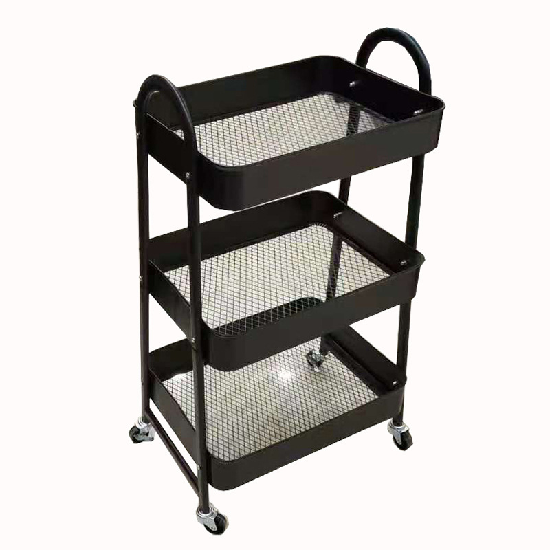 Kitchen mobile trolley assembly rack, floor-standing trolley, bedroom bedside storage rack, small volume packaging for export Item Picture