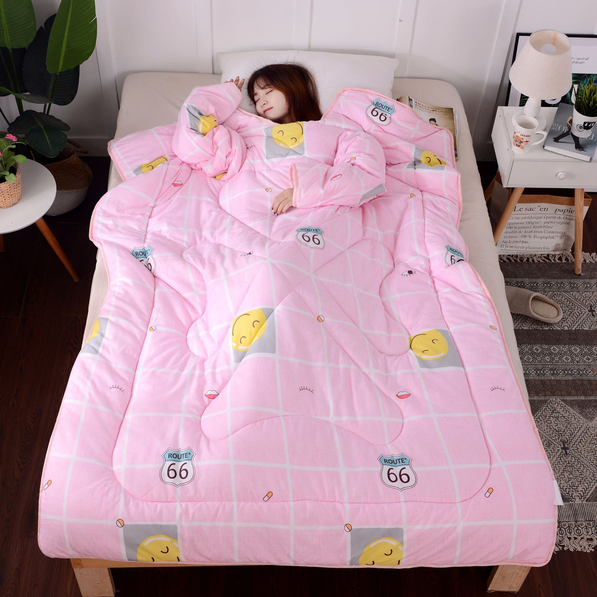2021 new autumn and winter thickened sleeping bag, anti-kick quilt sleeve, detachable student dormitory lazy quilt