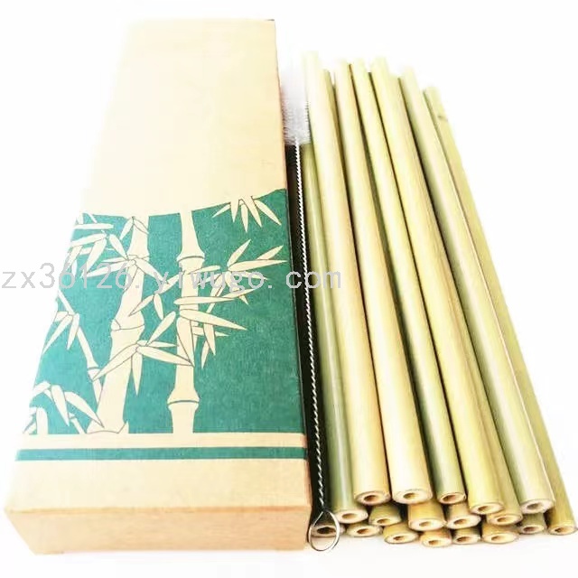 Green bamboo straw