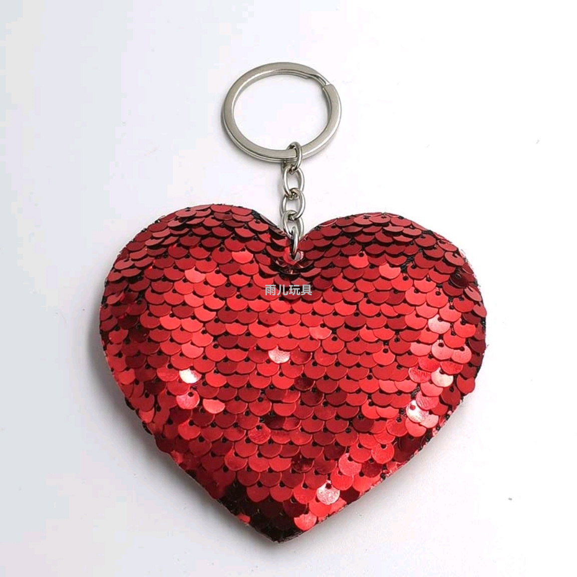 Valentine's Day Sequined keychain pendant bag pendant Double-sided flip sequined keychain heart pendant keychain Item Picture
