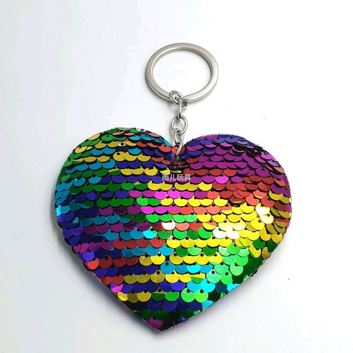 Valentine's Day Sequined keychain pendant bag pendant Double-sided flip sequined keychain heart pendant keychain Specification drawing