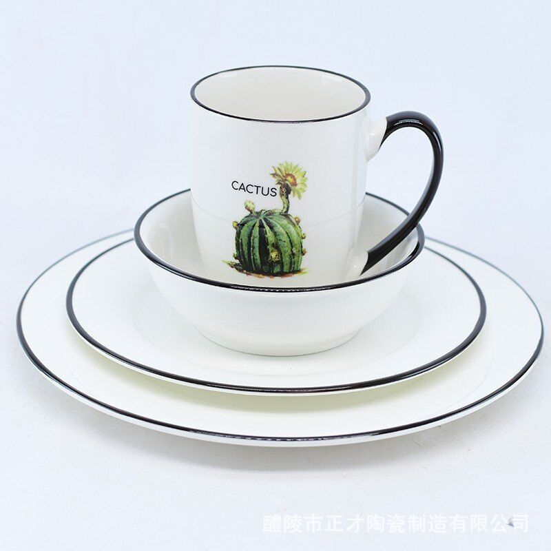 Four-piece ceramic tableware set, including bowls, cups, plates and breakfast tableware gift box Application Scenario
