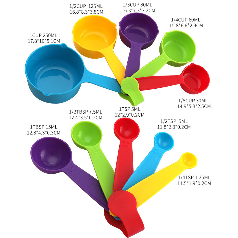 35823 Hot-selling rainbow Measuring spoon, measuring cup with scale, liquid measuring spoon, baking small tools details Picture