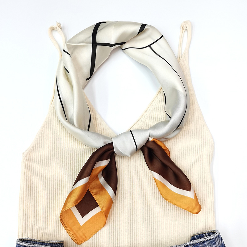 New letter-printed silk scarves, export square scarves, live-streaming bestsellers, in-stock hair ties Specification image