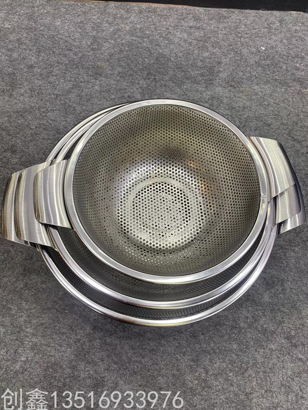 Thickened Stainless Steel Drain Basket Multi-Purpose Basket With Dense Hole Double Ears Drain Basin Washing Vegetables Drain Basin Fruit Basket Washing Rice Sieve Wholesale