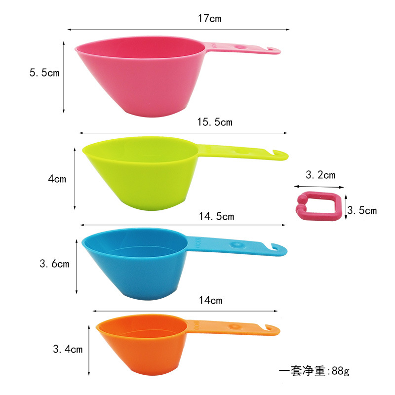 Plastic measuring cup and spoon set, kitchen baking measuring cup, milk tea shop tools, plastic measuring spoon Item Picture