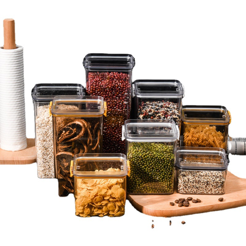 Sealed storage tank for grains and grains with lid dust-proof food storage container square snack storage tank for grains and grains