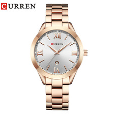 Curren卡瑞恩9007女士钢带休闲石英手表简约腕表女款手表