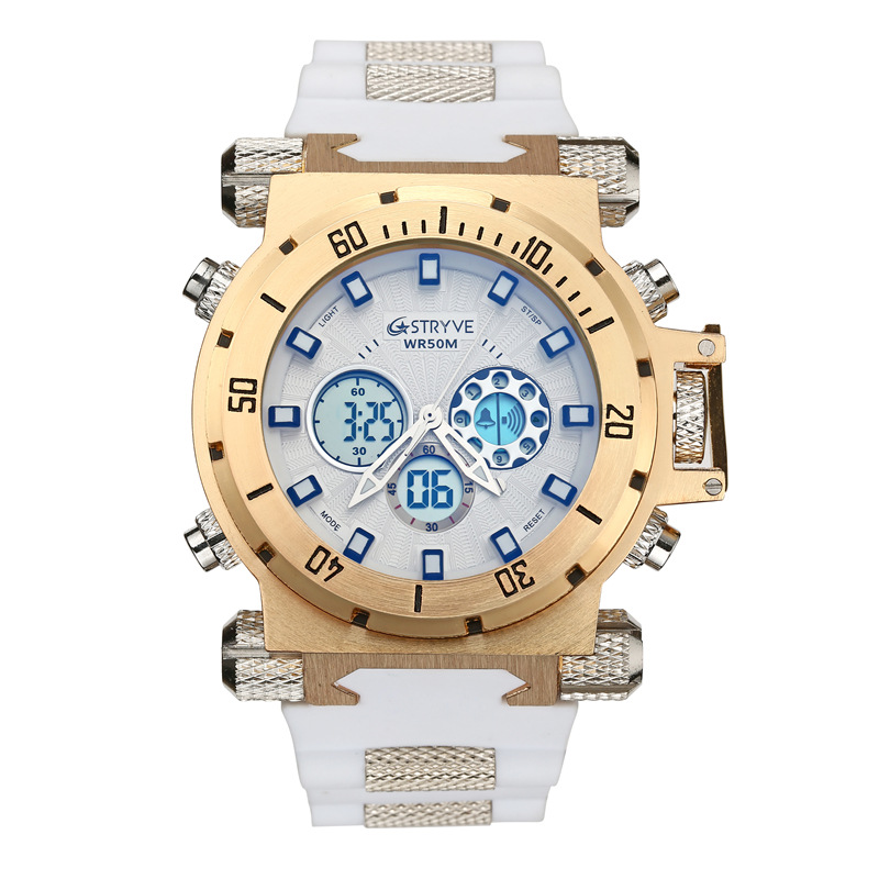 STRYVE Fashion Multi-functional waterproof sports Watch, dual-movement large dial, trendy outdoor watch S8015